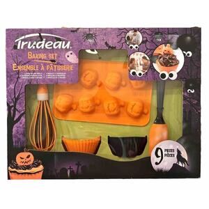 New Trudeau Kids Spooky Treats Baking Set of 9 Pieces Jack-o'-lantern